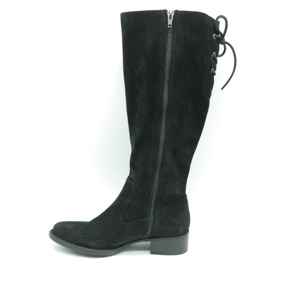 Born Flannel Lined Suede Tall Lace Up Back Zip Black Leather Boot Women’s Sz 6.5